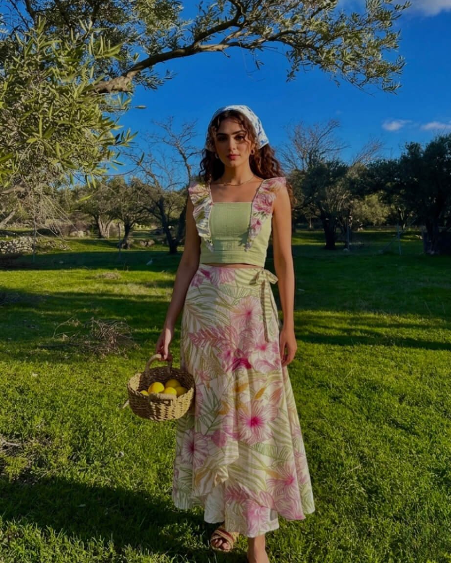 Coastal Meadow Floral Boho Skirt